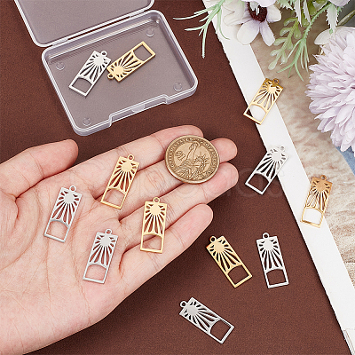 12Pcs 2 Colors 201 Stainless Steel Pendants FIND-UN0003-98-1