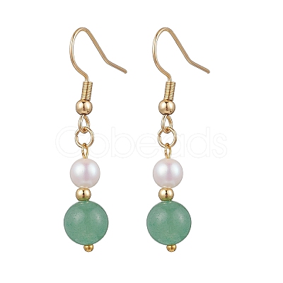 Natural Gemstone Round Dangle Earrings for Women EJEW-JE06334-1