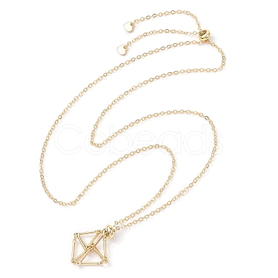 Crystal Stone Cage Pendant Necklaces NJEW-JN04766-01-1