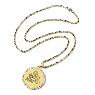 201 Stainless Steel Rhinestone Pendant Necklaces for Women NJEW-U021-06P-1