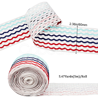 5M Rainbow Color Flat Polyester Wave Elastic Cord OCOR-GF0003-85C-1