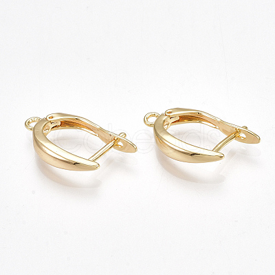 Brass Hoop Earring Findings with Latch Back Closure X-KK-S350-072G-1
