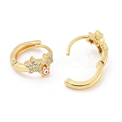 Star with Evil Eye Golden Brass Hoop Earrings EJEW-L269-084G-02-1