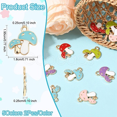 10Pcs 5 Colors Autumn Theme Alloy Enamel Pendants ENAM-YW0003-39-1
