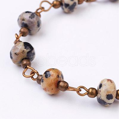 Handmade Dalmatian Jasper Beaded Chains AJEW-JB00268-02-1