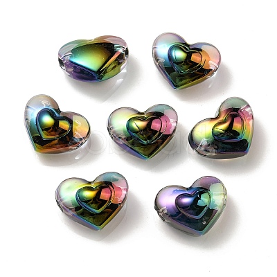 UV Plating Rainbow Iridescent Transparent Acrylic Beads OACR-C007-04F-1