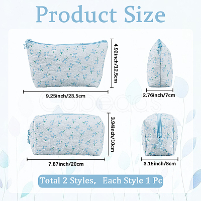 2Pcs 2 Styles Portable Travel Polyester Cosmetic Zipper Storage Clutch Bags ABAG-CY0001-01A-1