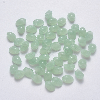 Spray Painted Imitation Jade Glass Charms GLAA-R211-05-J01-1