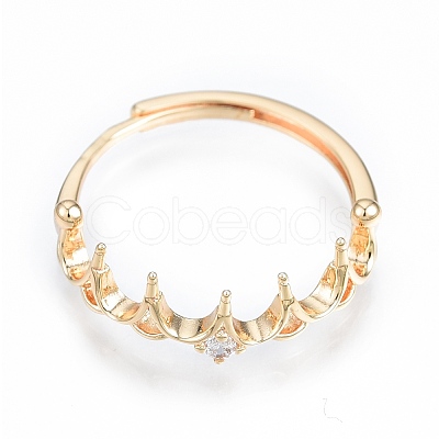 Brass Micro Clear Cubic Zirconia Adjustable Ring Settings LS-KK-T062-238G-1