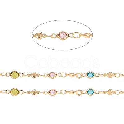 3.28 Feet Handmade Brass Heart Link Chains X-CHC-I034-05G-1