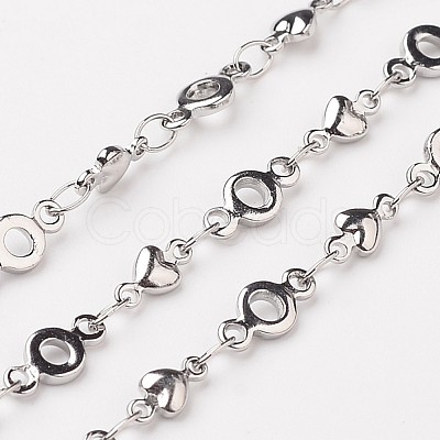 Tarnish Resistant 304 Stainless Steel Heart Chains X-CHS-K001-55-1