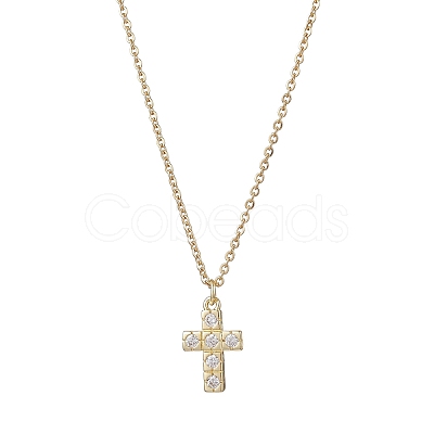 Brass Micro Pave Clear Cubic Zirconia Pendant Necklace NJEW-JN05390-03-1