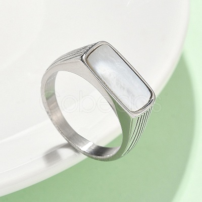 316L Stainless Steel Shell Finger Rings for Women RJEW-U054-01C-P-1