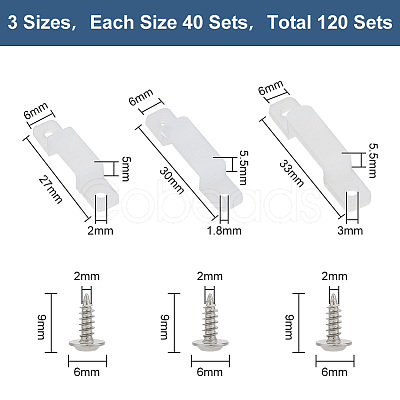 HOBBIESAY 120 Sets 3 Styles Silicone Fixing Clips FIND-HY0003-45-1