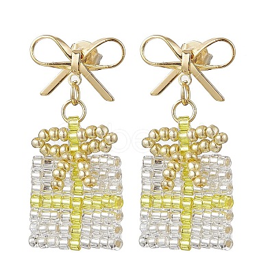 Handmade Glass Seed Beads Dangle Stud Earrings EJEW-MZ00545-03-1
