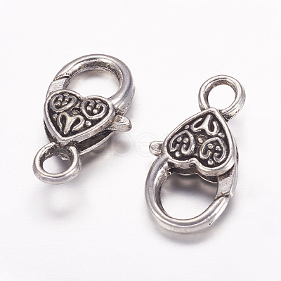 Tibetan Style Heart Lobster Claw Clasps LF014Y-1