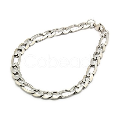 Tarnish Resistant Trendy 304 Stainless Steel Figaro Chain Bracelets STAS-A028-B016P-1