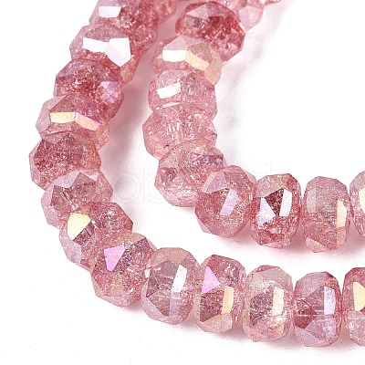 Electroplate Transparent Crackle Glass Beads Strands EGLA-Q135-01A-B08-1