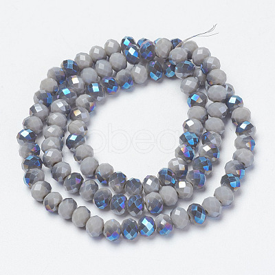 Electroplate Opaque Solid Color Glass Beads Strands EGLA-A034-P4mm-I06-1