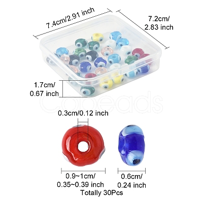 30Pcs Handmade Evil Eye Lampwork Beads LAMP-FS0001-24-1