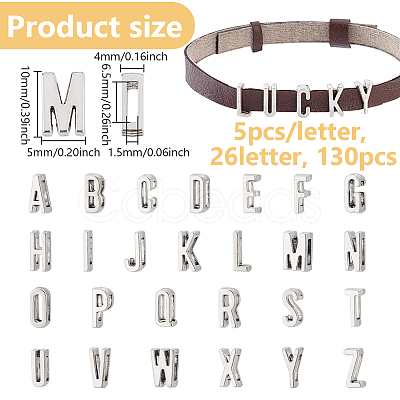 Tibetan Style Alloy Alphabet Slide Charms TIBEP-PH0004-49AS-1