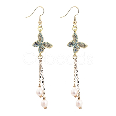 Brass Micro Pave Cubic Zirconia Dangle Earrings EJEW-JE04264-1