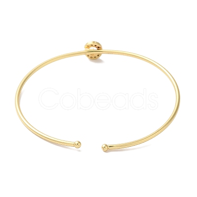 Rack Plating Brass Micro Pave Clear Cubic Zirconia Letter Open Cuff Bangles BJEW-A018-01G-G-1
