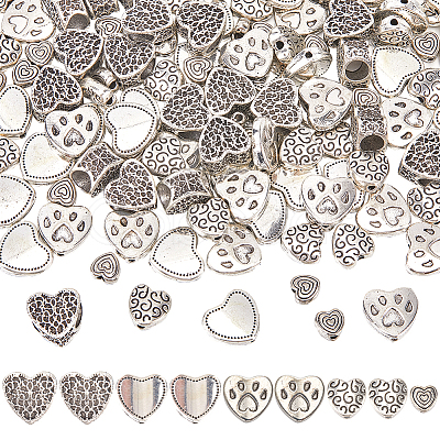 150pcs 5 Styles Tibetan Style Alloy Beads FIND-SC0011-21-1