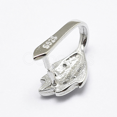 Anti-Tarnish Rhodium Plated 925 Sterling Silver Micro Pave Cubic Zirconia Pendant Bails STER-E053-04P-1