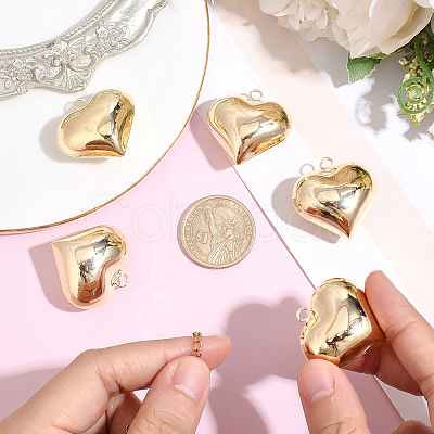 5Pcs Heart Brass Pendants KK-BBC0025-58A-1