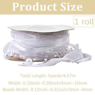 Polyester & Plastic Beads Ribbon OCOR-WH20012-61B-1