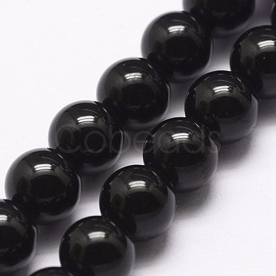Natural Black Onyx Beads Strands X-G-A163-05-6mm-1