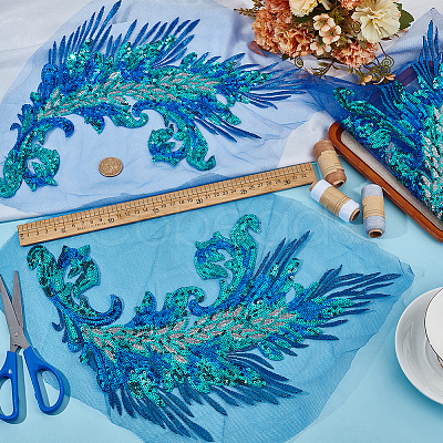 4Pcs 2 Style Polyester Embroidery Sew on Appliques PATC-MA0001-33C-1