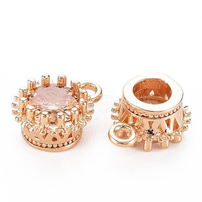Brass Micro Pave Cubic Zirconia Charms KK-S356-772J-1