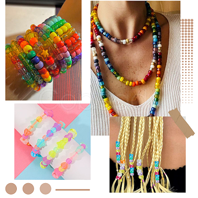 540Pcs 9 Colors Transparent & Luminous Plastic Beads KY-SC0001-85-1