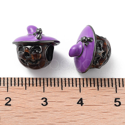 Halloween Rack Plating Brass Enamel European Beads KK-M280-01B-1