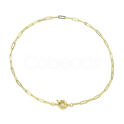4MM Brass Paperclip Chain Necklaces with Spring Ring Clasps for Women NJEW-JN06007-1