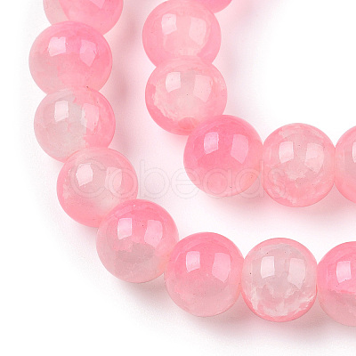 Crackle Baking Paint Imitation Jade Glass Beads Strands DGLA-T003-6mm-02-1