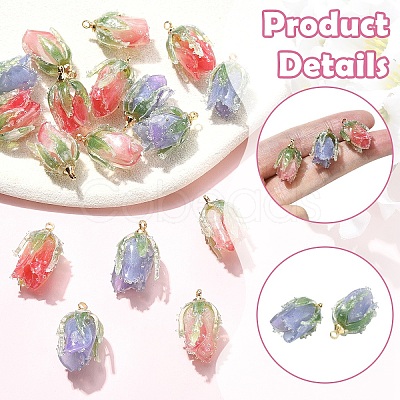 6Pcs 3 Colors Transparent Acrylic Pendants SACR-YW0002-09-1