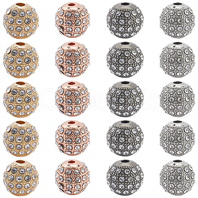 20Pcs 4 Colors Alloy Rhinestone Beads FIND-PA0001-20-1