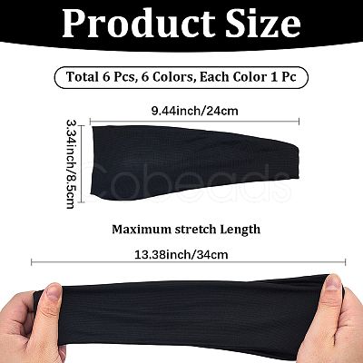6Pcs 6 Colors Cloth Wide Headband for Sports AJEW-CN0005-07B-1