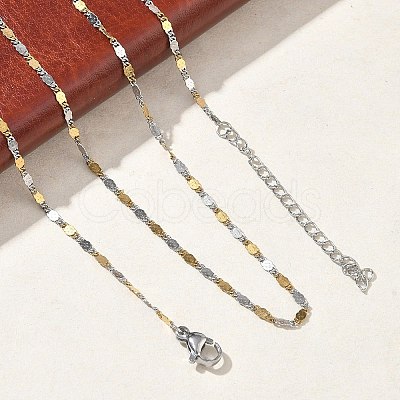 Two Tone 2MM 304 Stainless Steel Oval Link Chain Necklaces NJEW-D328-02GP-1