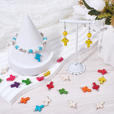 100Pcs Dyed Synthetic Turquoise Pendants PALLOY-SC00031-1