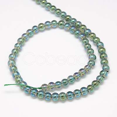 Electroplate Crystal Glass Round Beads Strands EGLA-F037-6mm-A04-1
