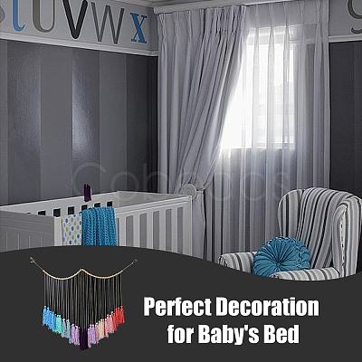 Woolen Yarn Boho Tassel Wall Hanging Ornaments HJEW-WH0071-02-1