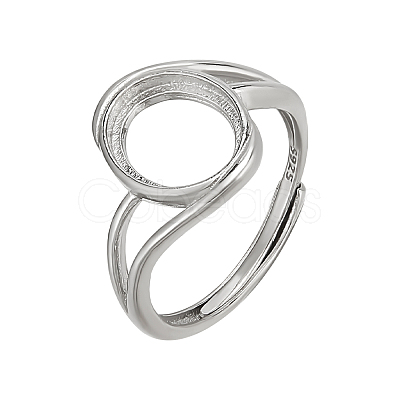 1Pc Rhodium Plated 925 Sterling Silver Adjustable Ring Components FIND-PH0023-51-1