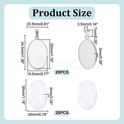 Oval DIY 304 Stainless Steel Pendant Making Kit DIY-HY0002-39-1