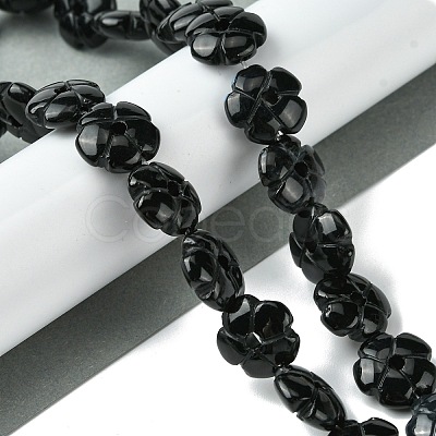 Natural Black Stone Beads Strands G-H023-B16-01-1