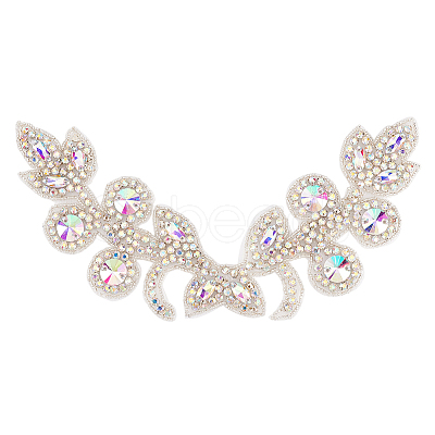 Flower Pattern Rhinstone Appliques AJEW-FG0002-40B-1
