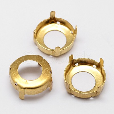 Flat Round Brass Sew on Prong Settings KK-N0084-13G-18mm-1